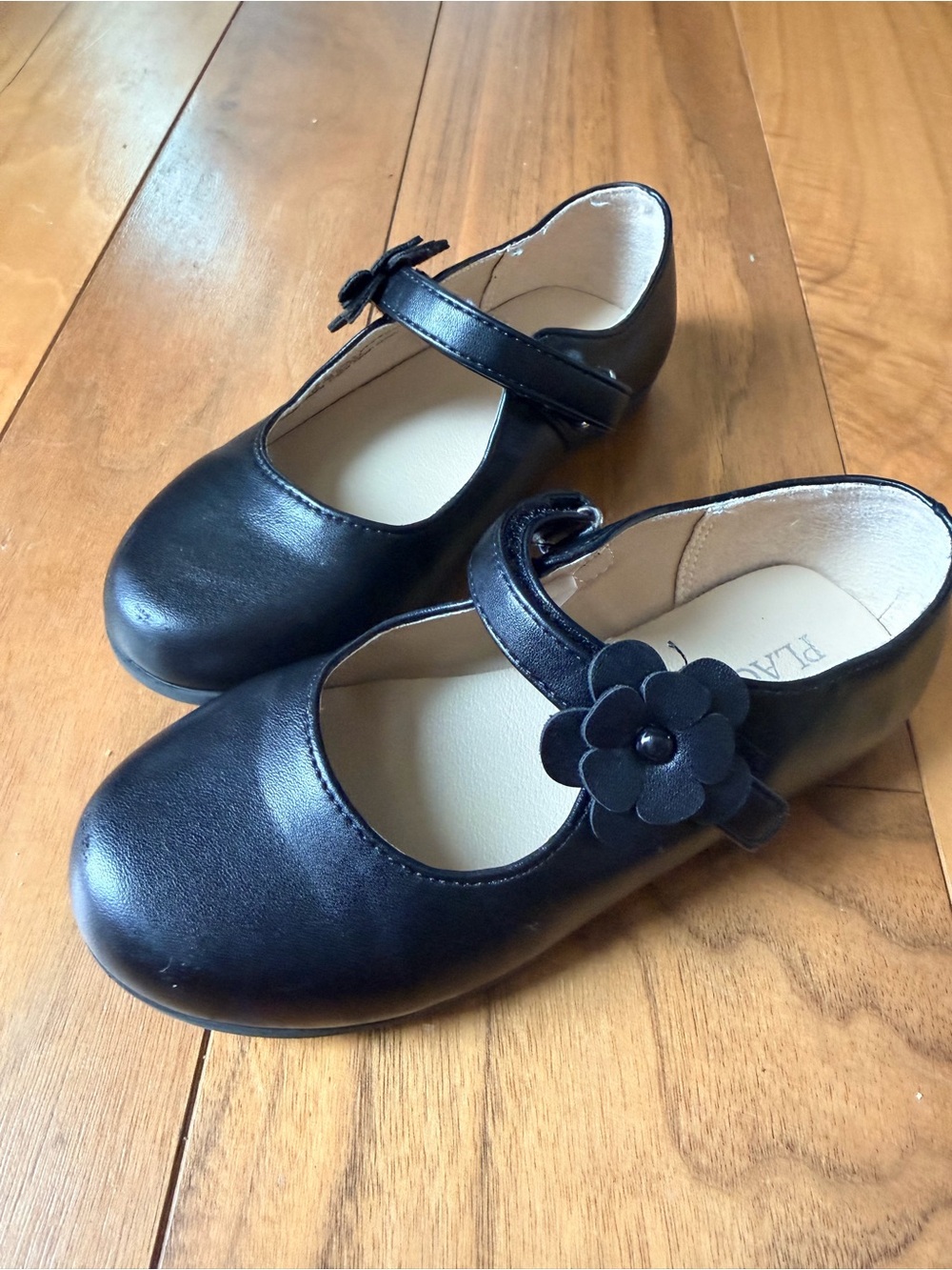 The Children's Place Black Girl's Mary Jane Dress Shoes with Flower Strap